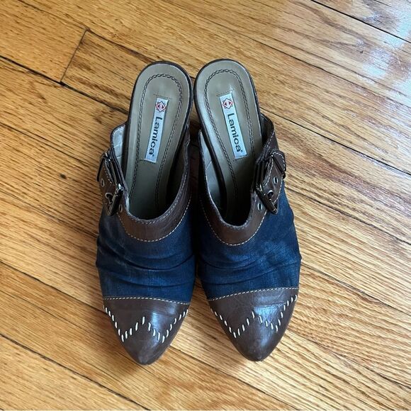 Lamica Slip on Clogs Leather Rodeo Western Cowgirl Made in Italy Denim size 38 - Picture 7 of 10
